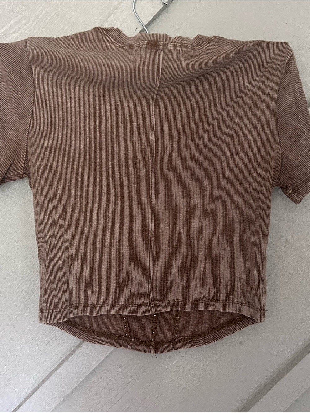 Milly Brown Short Sleeve Embellished Ribbed Tee - Picture 2 of 3